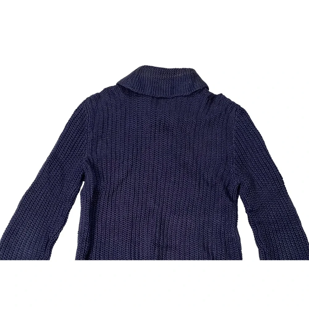 Polo Ralph Lauren Mens Navy Blue 100% Linen Shawl‎ Collar Shaker Knit Sweater L